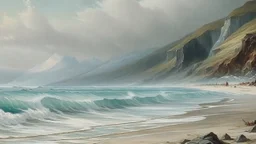 A beach near an ocean and a glacier painted by Henry-Robert Brésil