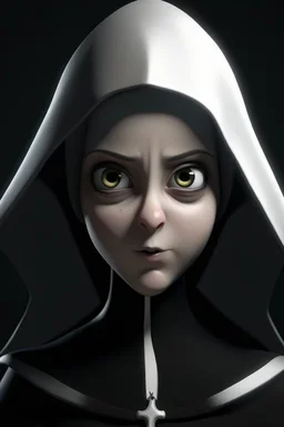 creepy young animated nun