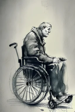 man in a wheelchair drawing