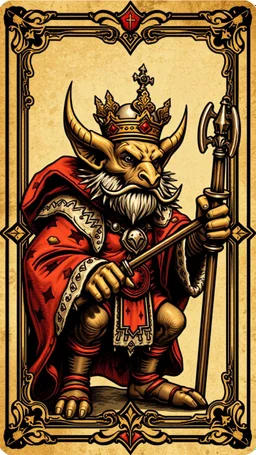 kobold king card with ornate frame