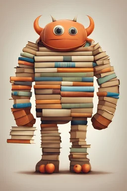 a big hero monster made of books, digital art style