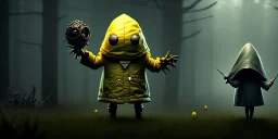 dark, sharp, 4k, little nightmares, video game, scary, yellow raincoat, maw,