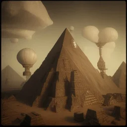 a old huge pyramid in the mountains, scary, steam punk, realistic, made in octane, cinematic, ultra-realistic, extremely detailed octane rendering, 8K, VRAY Super Real ar 2:3, dof photorealistic futuristic 50mm lens hard lighting dark gray tintype photograph, realistic lighting, sepia color