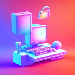 clean art of super cute desktop computer icon, soft lighting, soft pastel gradients, high definition, 3d icon clay render, blender 3d