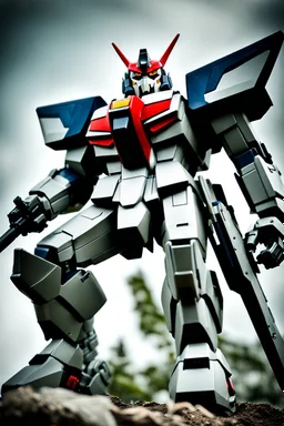 Gundam inspired by a werewolf. Action pose. 1080p. Photograph.