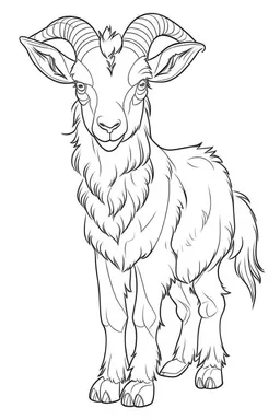 outline art for Kid (Goat) coloring pages with sitch, white background, Sketch style, full body, only use outline, toddlers style, clean line art, white background, no shadows and clear and well outlined.