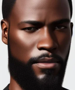 "MIddle aged black human male, with a trimmed but uneven beard, piercing eyes with slick back hair, full-scale head and shoulders portrait, 8k resolution concept art portrait by Greg Rutkowski, Artgerm, WLOP, Alphonse Mucha dynamic lighting hyperdetailed intricately detailed Splash art trending on Artstation triadic colors Unreal Engine 5 volumetric lighting Splash art fantasy"