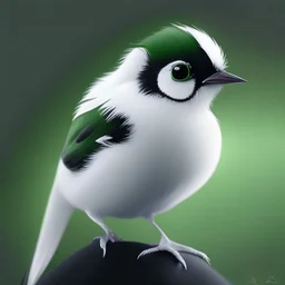 A cute white, black and green bird, avatar