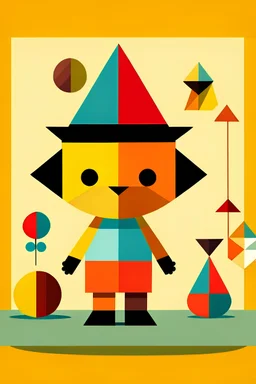 Recreate kids' cartoon characters in geometric simple shapes