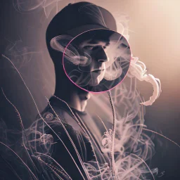 smoke, double exposure photography, colourful nature, clean sharp focus, on white background