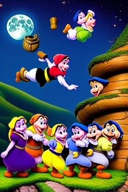 seven dwarfs hunting rapunzel on the moon