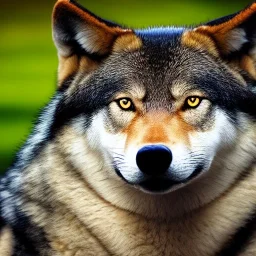 Black red and yellow wolf