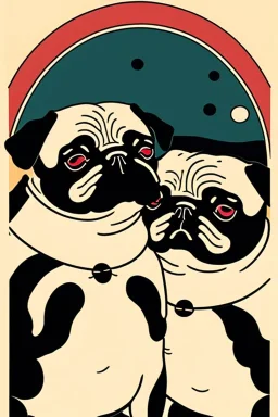  a group of pugs that are on top of each other, a poster by Nōami, ukiyo-e, anime aesthetic, minimalist.