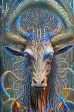 portrait of a cow in (H.R giger) style with lots of alien tenticles