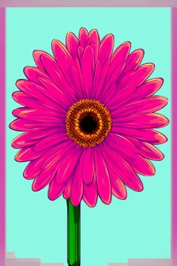 Stylized geometrical interpretation of a Pink Gerber Daisy; Cubism