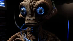 Hypnotic Alien made out of Ethernet cables
