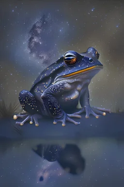 a black frog staring at the stars
