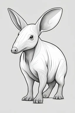 outline art. cute Aardvark, white background