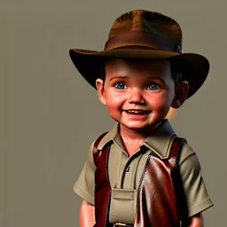 Indiana Jones toddler, full body, dramatic lighting, hyper realistic