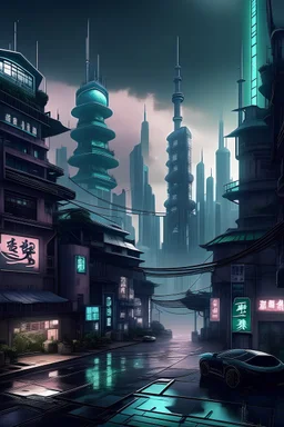 shanghai landscape cyberpunk city