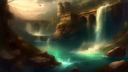 Fantasy art: river with the dam