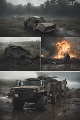 **Cinematic Art:** A post-apocalyptic film set in the wake of a series of powerful tornadoes, focusing on a group of survivors working together to rebuild their community. **Appearance:** Art ideas that encapsulate the essence of emergency evacuation, aid supply, and safety training in the context of hurricanes, typhoons, tornadoes, and cyclones. These ideas aim to promote vigilance regarding the preservation and protection of rights for the global public, communities, societies, and individuals