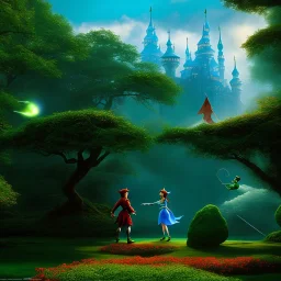 Recreate a scene from the movie Peter Pan of peter pan with Wendy