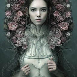 Insanely detailed photograph of an “portrait of gorgeous germanic priest” with intricate hair,symmetry,intricate embroidered dress, beautiful clear face and hyperdetailed painting by Ismail Inceoglu Huang Guangjian and Dan Witz CGSociety ZBrush Central fantasy art album cover art,8K, hdr, romantic, mysterious, ominous, flowers, jewelry, comfort, natural eyes, "arms open for embrace"