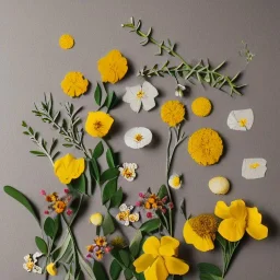 delicate arrangement of pressed flowers, beautiful composition, aesthetic layout, native australian flowers