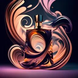 generate me an aesthetic photo of perfumes for Abstract Aromas: Shoot abstract patterns formed by swirling fragrances.