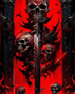 black and red demon straight sword