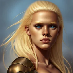 Portrait of a beautiful blonde warrior