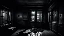 How could someone living on the second floor understand the misery of the one on the ground floor? high contrast, detailed, dark , noir, thriller, deep dark colors, gloomy, cinematic
