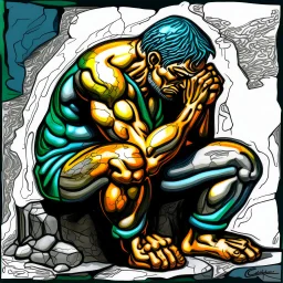 man sitting on a rock Lee Bermejo