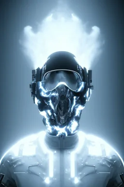 All Black british soldier, ghost, wearing high tech mask, white smoke, dark, rage, sorrow, high definition, ultra 8 k, volumetric lighting, blue fire, fog