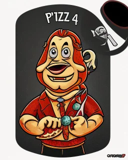 pizza sticker, cartoon style