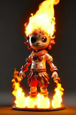 fire game character very detailed