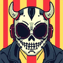 8 bit pixelart cyberpunk,Hannya-Maske, Comic style