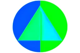 green triangle in the middle of circle, blue and green