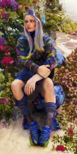 Billie Eilish, legs, photorealistic illustration, 4k