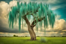 aquamarine gems, clouds, willow tree, photography