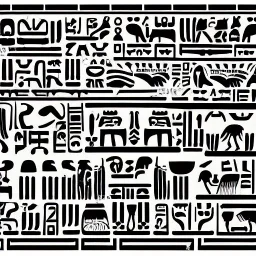 mix between Aztec glyphs and Egyptian hieroglyphs writing systems