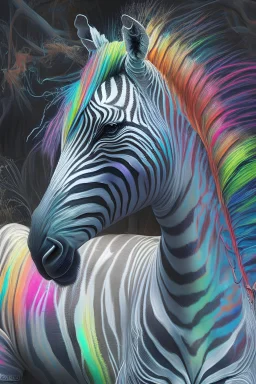 FANTASY MULTICOLORED ZEBRA BY Aaron Blaise