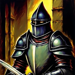 90's TCG art retro fantasy art of knight crusader