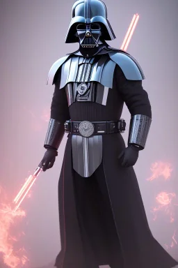 Darkvader outfit, high definition, ultra 8 k, volumetric lighting, blue fire, fog