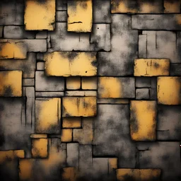 block wall , post-apocalyptic, rough sketch Hyper Realistic golden & black multicolor grungy rustic texture with vignette effect
