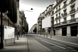 Valla publicitaria en blanco, sin publicidad, en una calle del centro de una ciudad española, fotografía actual y real, disparo con cámara leica