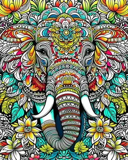 elephant ANIMAL Book cover for Adults, mandala, flower,