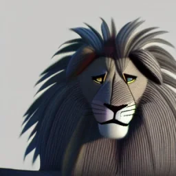 Lion King Animation OC male lion black mane triangular face hooked black nose tip