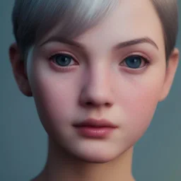 potrait girl look beautiful, eyes like ocean blue, short hair, smile, 8k, rtx, eyebrows like serious, with an oblique facing to the left